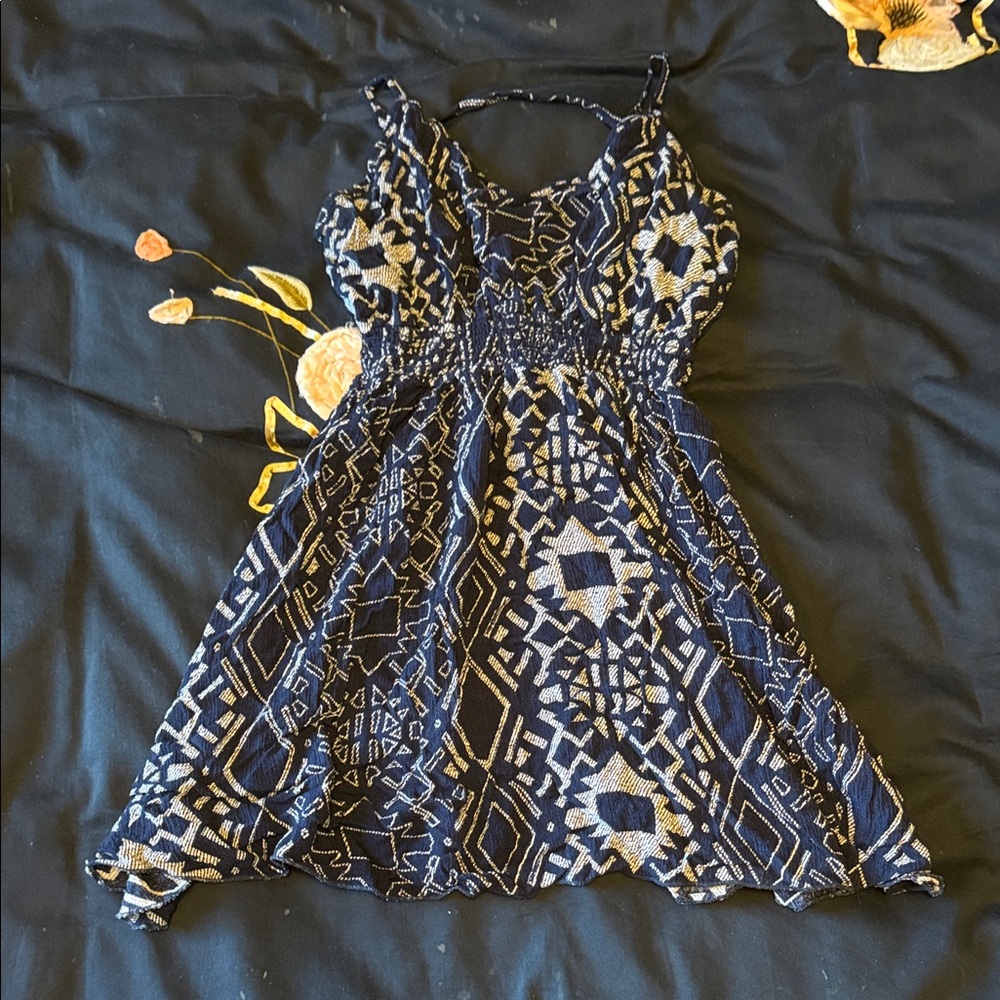 Charlotte Russe Kids Dress - Navy and Cream Geometric